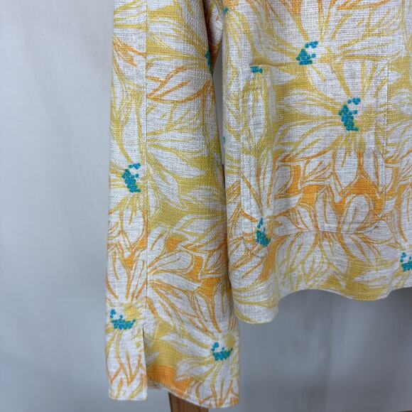 Pendleton Yellow Floral Pockets Button Up Lightweight Jacket #1266 Size MED - Picture 2 of 5